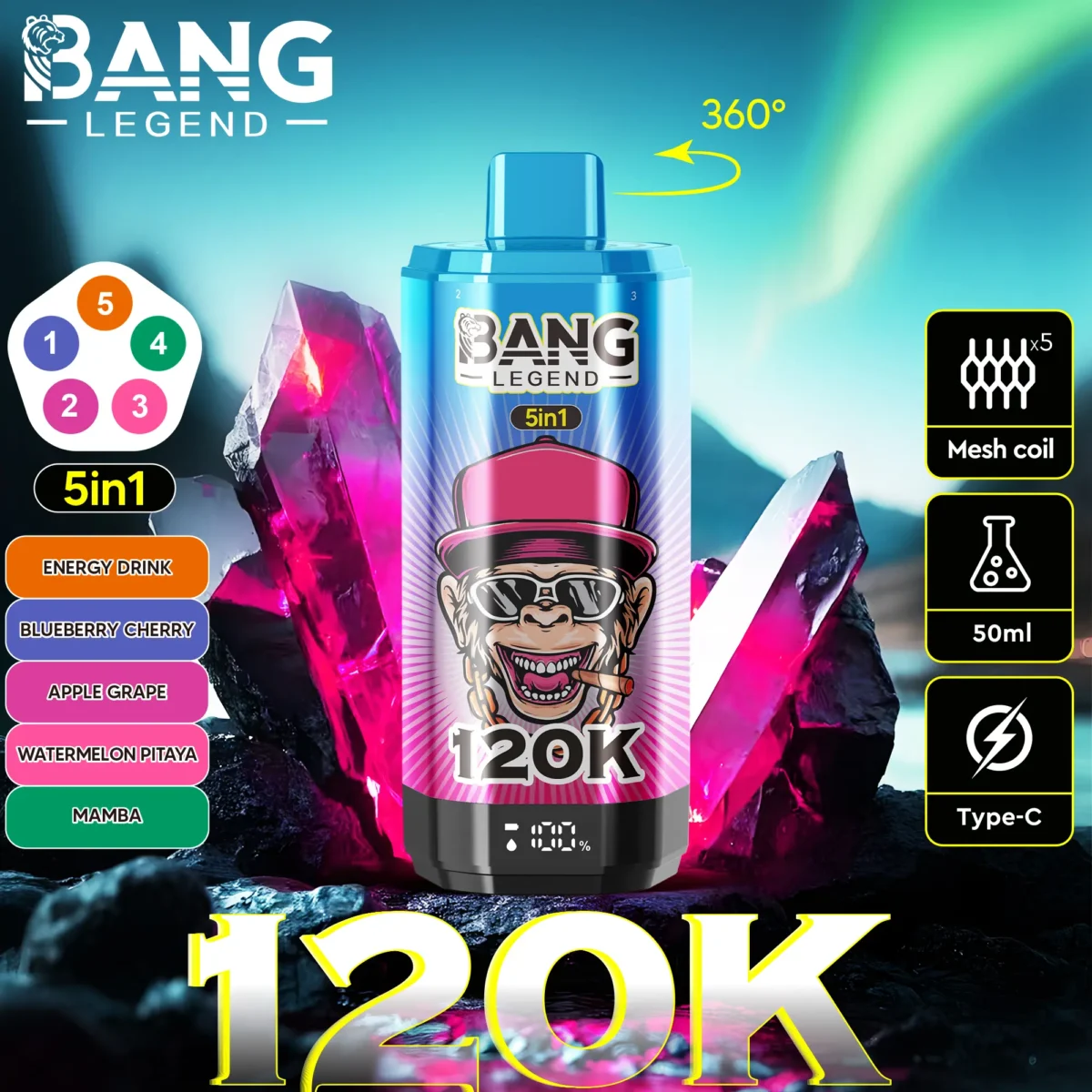 Bang Legend 120K Puffs of 5 IN 1 - obrazek 3