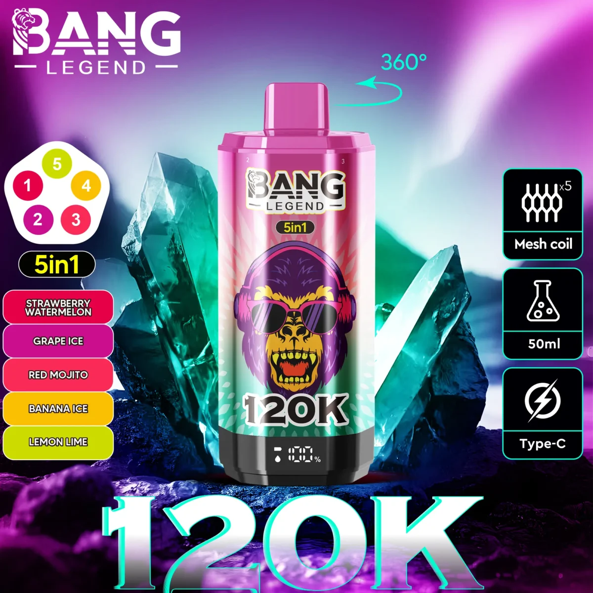 Bang Legend 120K Puffs of 5 IN 1 - obrazek 9