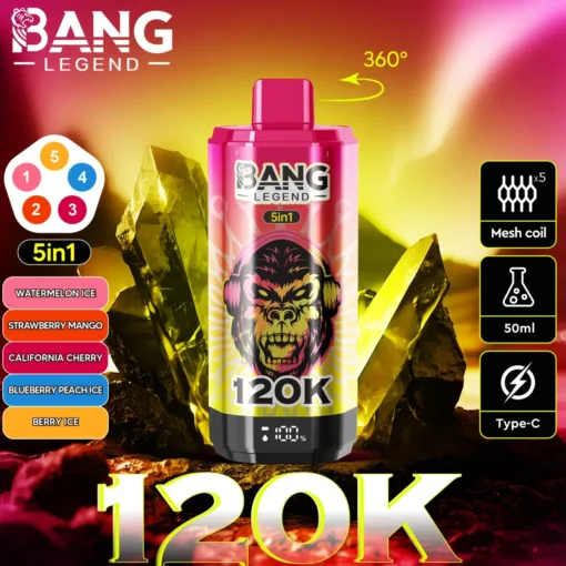 Bang Legend 120K 5w1 – vape 120k zaciągnięć, 5 smaków, obrotowy ustnik