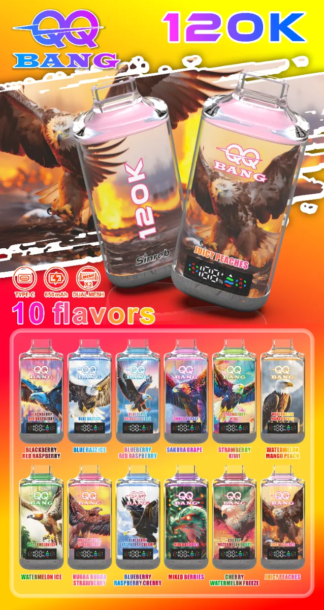 QQ Bang 120K jednorazowe e-papierosy kryształowy design LED VapoPL