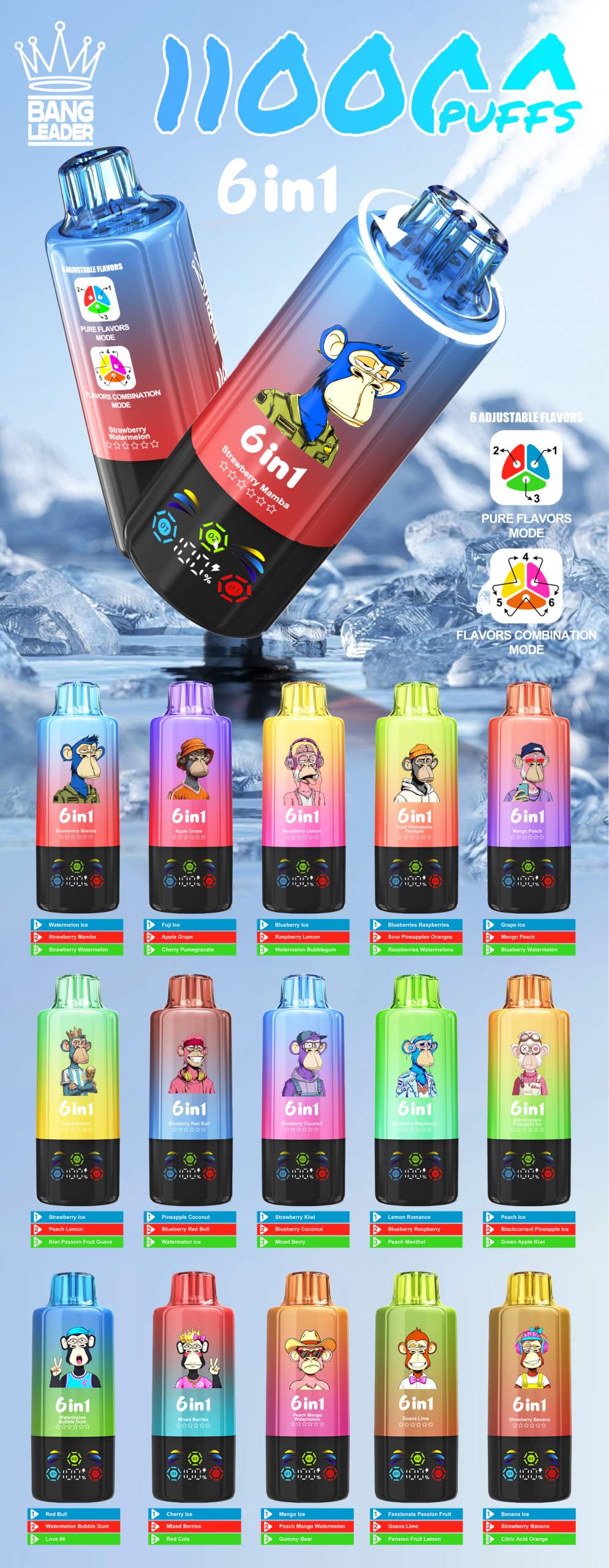BANG LEADER 110k 6in1 tanie e-papierosy online z 6 trybami smakowymi VapoPL